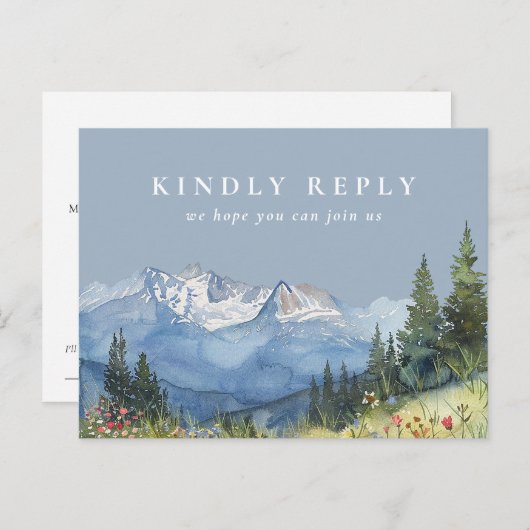 Dusty Blue Mountain Song Request RSVP Briefkaart (Voorkant / Achterkant)