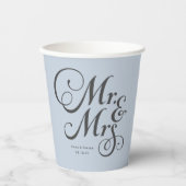 Dusty Blue Mr. en Mrs. gepersonaliseerde rustige b Papieren Bekers (Voorkant)