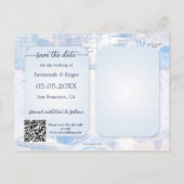 Dusty Blue Music Theme Foto Save the Date Aankondigingskaart (Achterkant)