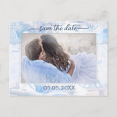 Dusty Blue Music Theme Foto Save the Date Aankondigingskaart (Voorkant)