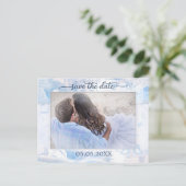 Dusty Blue Music Theme Foto Save the Date Aankondigingskaart (Staand voorkant)