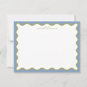 Dusty Blue & Mustard Wavy Border Note Card Kaart (Voorkant)