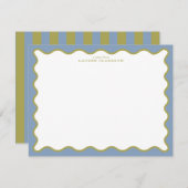 Dusty Blue & Mustard Wavy Border Note Card Kaart (Voorkant / Achterkant)