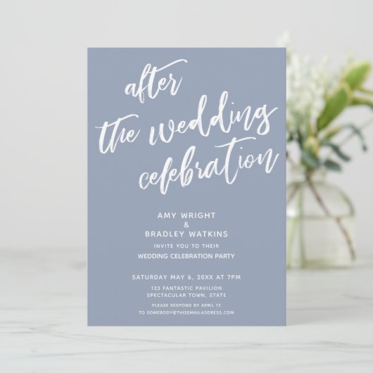 Dusty Blue na de bruiloft viering Kaart (Staand voorkant)