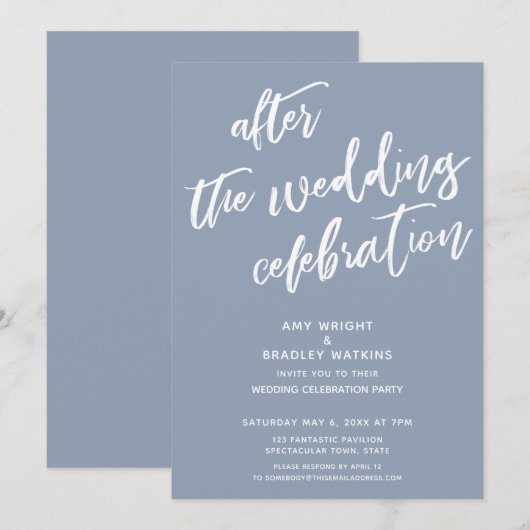 Dusty Blue na de bruiloft viering Kaart (Voorkant / Achterkant)