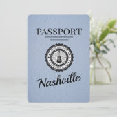 Dusty Blue Nashville Passport Bewaar de datum Save The Date (Staand voorkant)
