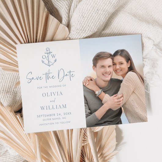 Dusty Blue Nautical Anchor Monogram Weddenfoto Save The Date