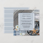 Dusty Blue Nautical Anchor Wedding Invitation Kaart (Voorkant / Achterkant)