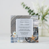 Dusty Blue Nautical Anchor Wedding Invitation Kaart (Staand voorkant)
