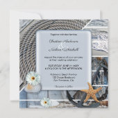 Dusty Blue Nautical Anchor Wedding Invitation Kaart (Voorkant)
