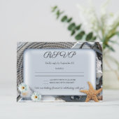 Dusty Blue Nautical Wedding RSVP Kaart (Staand voorkant)