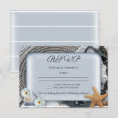 Dusty Blue Nautical Wedding RSVP Kaart (Voorkant / Achterkant)