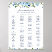 Dusty Blue Navy Bloemen Bruiloft Zitkaarten Poster (Voorkant)