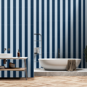 Dusty Blue & Navy Blue Wide 4 Inch Stripe Behang