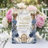 Dusty Blue & Navy Botanical Garden Wedding Kaart