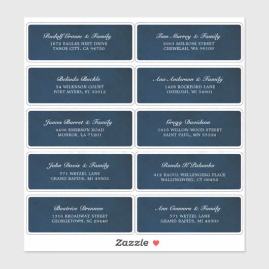 Dusty Blue Navy Bruiloft Gast Adres Sticker (Vel)