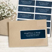 Dusty Blue Navy Bruiloft Gast Adres Sticker