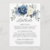 Dusty Blue Navy Champagne Ivoor Bruiloft Details Informatiekaartje (Voorkant)