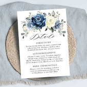 Dusty Blue Navy Champagne Ivoor Bruiloft Details Informatiekaartje