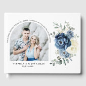 Dusty Blue Navy Champagne Ivoor bruiloft foto Gastenboek (Voorkant)