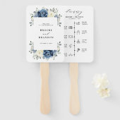 Dusty Blue Navy Champagne Ivoor bruiloft Tijdlijn Handwaaier (Voorkant en achterkant)