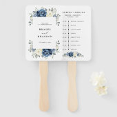 Dusty Blue Navy Champagne Ivoor bruiloft Tijdlijn Handwaaier (Voorkant en achterkant)