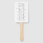 Dusty Blue Navy Champagne Ivoor bruiloft Tijdlijn Handwaaier (Achterkant)