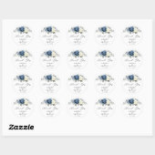 Dusty Blue Navy Champagne Ivoor Dank u Ronde Sticker (Vel)