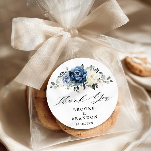 Dusty Blue Navy Champagne Ivoor Dank u Ronde Sticker