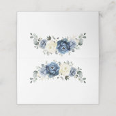 Dusty Blue Navy Champagne Ivoor Floral Wedding Pla Plaatskaartje (Buitenkant ongevouwen)