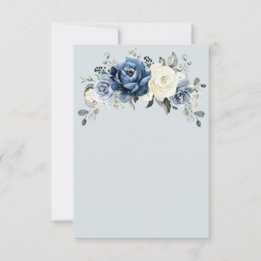 Dusty Blue Navy Champagne Ivoor Foto bruiloft Bedankkaart (Achterkant)