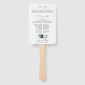 Dusty Blue Navy Champagne Ivoor Programma Hand Fan Handwaaier (Achterkant)