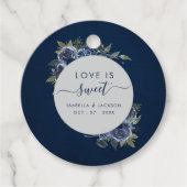 Dusty Blue Navy Champagne Ivoor Wedding Bedankjes Labels (Voorkant)