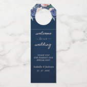 Dusty Blue Navy Champagne Ivoor Wedding Flessenhanger (Voorkant)