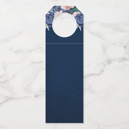 Dusty Blue Navy Champagne Ivoor Wedding Flessenhanger (Achterkant)