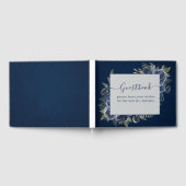 Dusty Blue Navy Champagne Ivoor Wedding Gastenboek (Volledig)