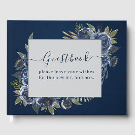 Dusty Blue Navy Champagne Ivoor Wedding Gastenboek