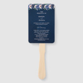 Dusty Blue Navy Champagne Ivoor Wedding Handwaaier (Voorkant)