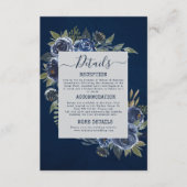 Dusty Blue Navy Champagne Ivoor Wedding Informatiekaartje (Voorkant)