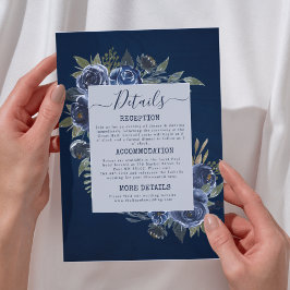 Dusty Blue Navy Champagne Ivoor Wedding Informatiekaartje