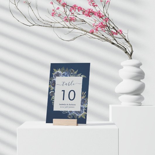 Dusty Blue Navy Champagne Ivoor Wedding Kaart