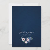 Dusty Blue Navy Champagne Ivoor Wedding Kaart (Achterkant)