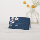 Dusty Blue Navy Champagne Ivoor Wedding Plaatskaartje (Voorkant)