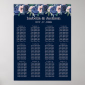 Dusty Blue Navy Champagne Ivoor Wedding Poster (Voorkant)
