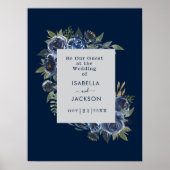 Dusty Blue Navy Champagne Ivoor Wedding Poster (Voorkant)