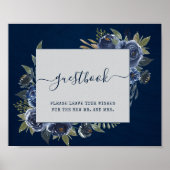 Dusty Blue Navy Champagne Ivoor Wedding Poster (Voorkant)