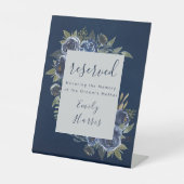 Dusty Blue Navy Champagne Ivoor Wedding Reclamebord Met Voetstuk (Voorkant)