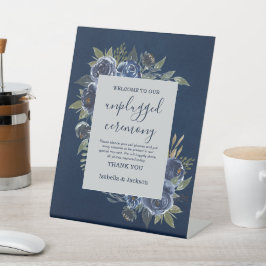 Dusty Blue Navy Champagne Ivoor Wedding Reclamebord Met Voetstuk