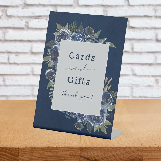 Dusty Blue Navy Champagne Ivoor Wedding Reclamebord Met Voetstuk