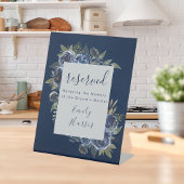 Dusty Blue Navy Champagne Ivoor Wedding Reclamebord Met Voetstuk